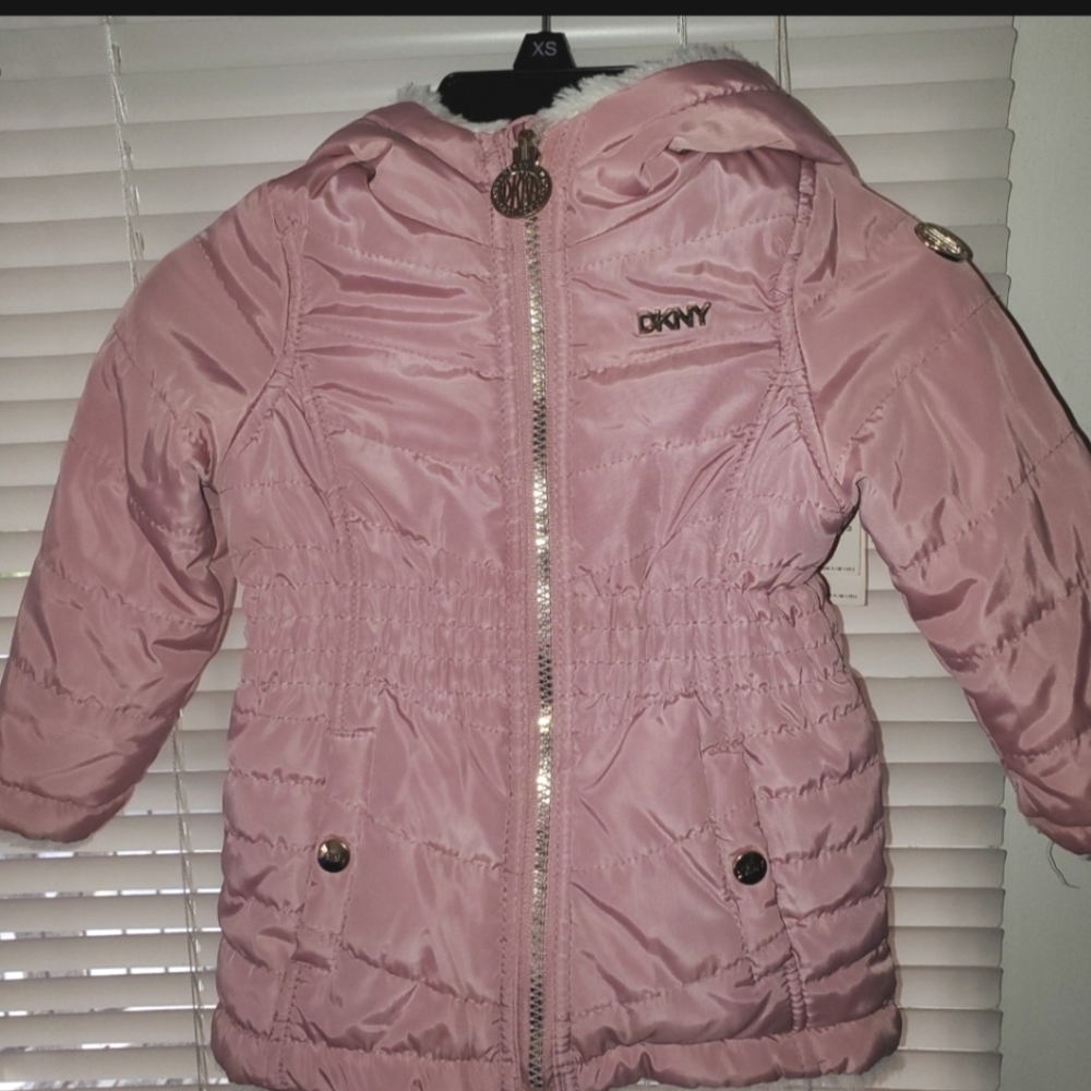 DKNY Pink Puffer Reversible Jacket Toddler 18